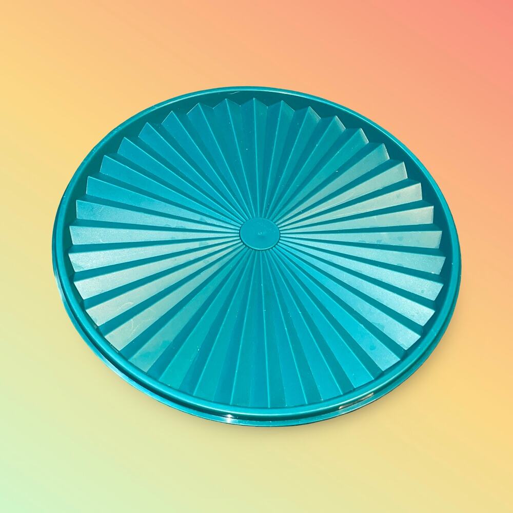 Vintage Tupperware Servalier Lid 881 Teal Green Sunburst Replacement Round 10.5"